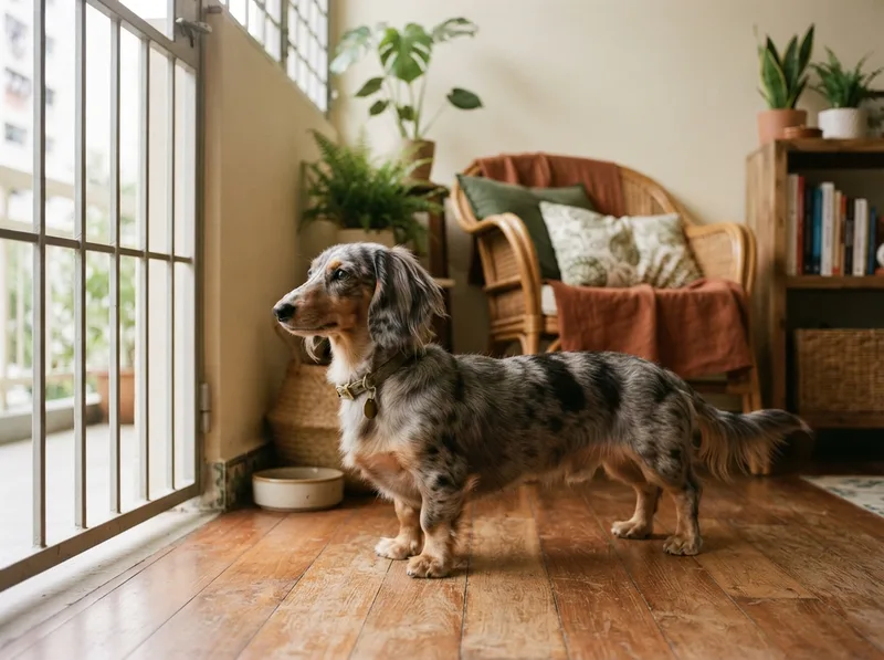 Fit Miniature Dachshund at a healthy lean weight, waist visible
