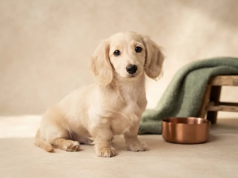 Cream long-haired Miniature Dachshund puppy for sale in Singapore