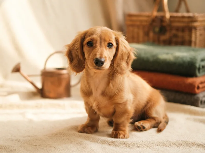 Golden red long-haired Miniature Dachshund puppy for sale in Singapore