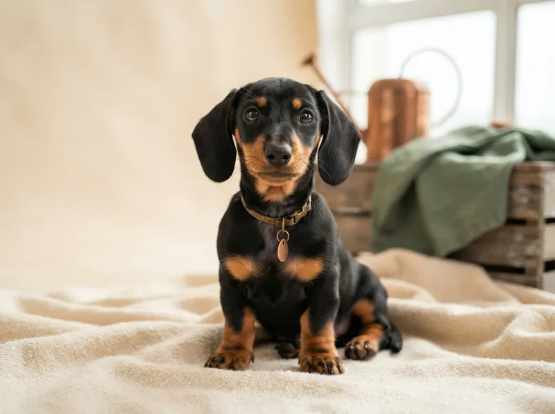 Black and tan smooth Miniature Dachshund puppy for sale in Singapore