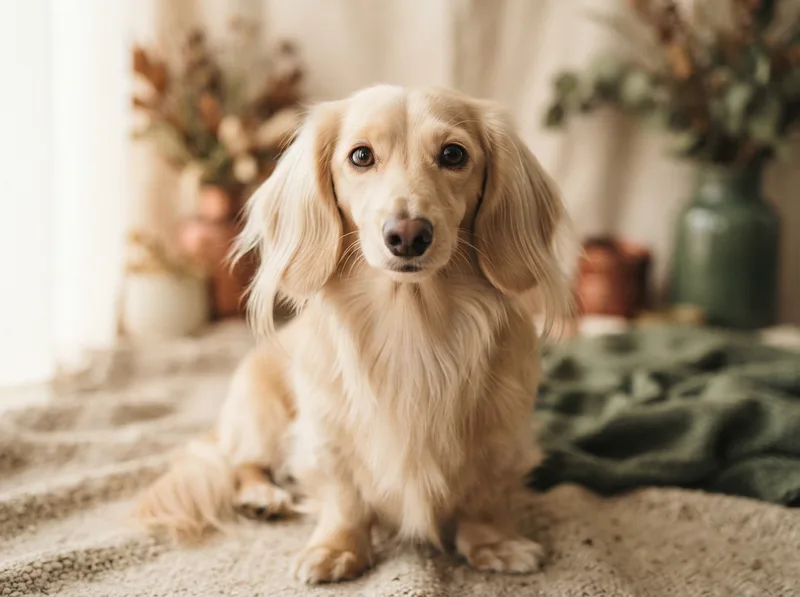 Cream Miniature Dachshund close portrait